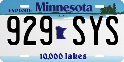 MN license plate 929SYS