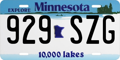 MN license plate 929SZG