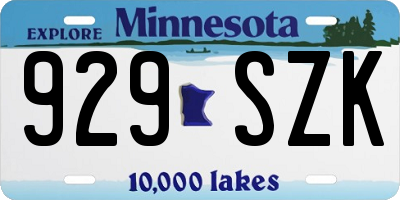 MN license plate 929SZK