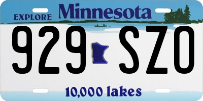 MN license plate 929SZO