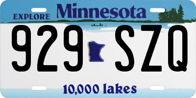 MN license plate 929SZQ