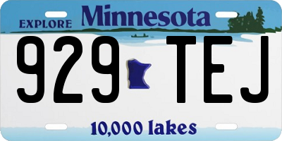 MN license plate 929TEJ
