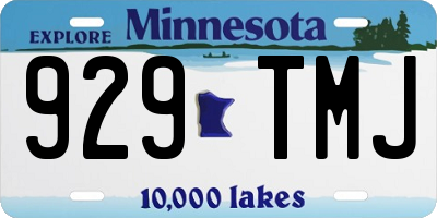 MN license plate 929TMJ
