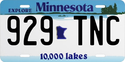 MN license plate 929TNC