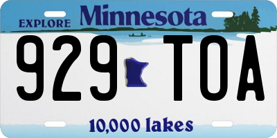 MN license plate 929TOA