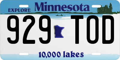 MN license plate 929TOD