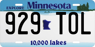 MN license plate 929TOL