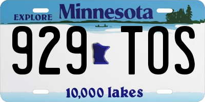 MN license plate 929TOS