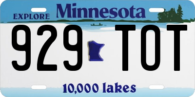 MN license plate 929TOT