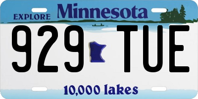 MN license plate 929TUE