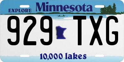 MN license plate 929TXG