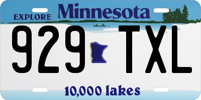 MN license plate 929TXL