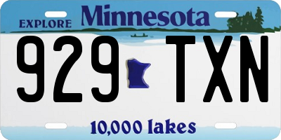 MN license plate 929TXN
