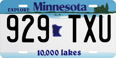 MN license plate 929TXU