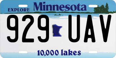 MN license plate 929UAV