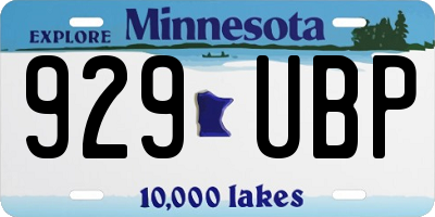 MN license plate 929UBP