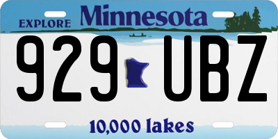 MN license plate 929UBZ