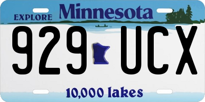 MN license plate 929UCX
