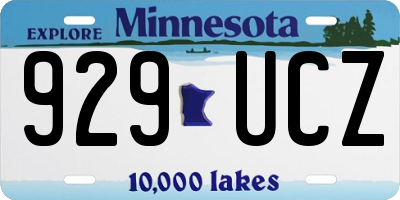 MN license plate 929UCZ