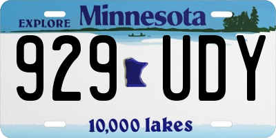 MN license plate 929UDY