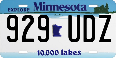 MN license plate 929UDZ