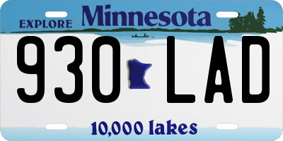 MN license plate 930LAD