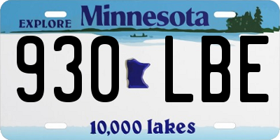 MN license plate 930LBE