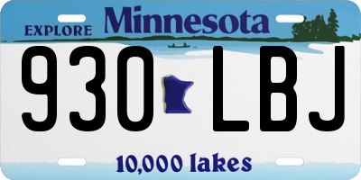 MN license plate 930LBJ