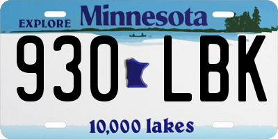 MN license plate 930LBK