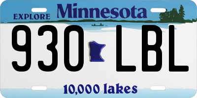 MN license plate 930LBL