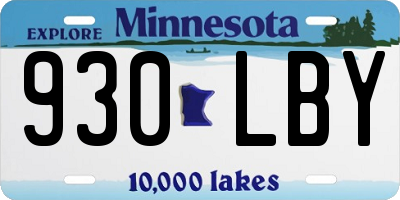MN license plate 930LBY