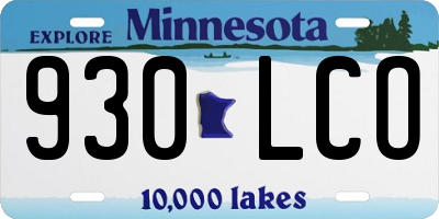 MN license plate 930LCO