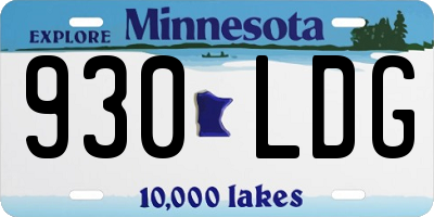 MN license plate 930LDG
