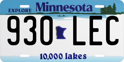 MN license plate 930LEC