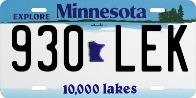 MN license plate 930LEK