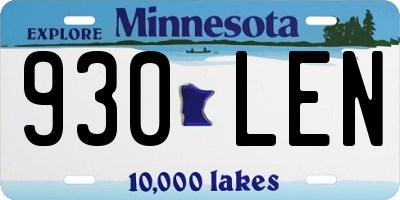 MN license plate 930LEN