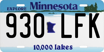 MN license plate 930LFK