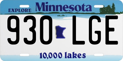 MN license plate 930LGE