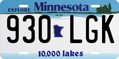 MN license plate 930LGK