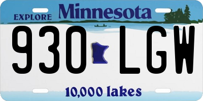 MN license plate 930LGW