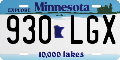 MN license plate 930LGX