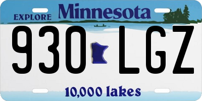 MN license plate 930LGZ