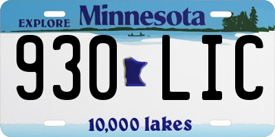 MN license plate 930LIC
