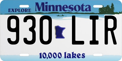 MN license plate 930LIR