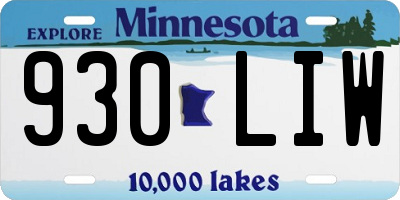 MN license plate 930LIW