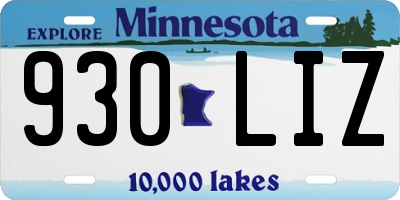 MN license plate 930LIZ