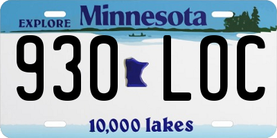 MN license plate 930LOC