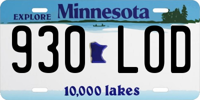MN license plate 930LOD