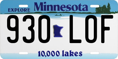 MN license plate 930LOF