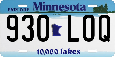 MN license plate 930LOQ